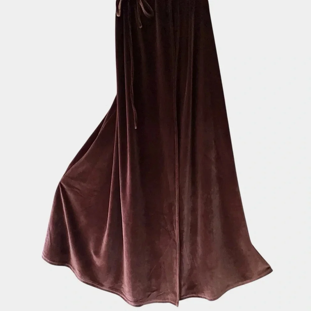 NWT BALTIC BØRN MEGHAN VELVET WRAP DUSTY PLUM MAXI DRESS FLUTTER SLEEVE | SMALL_3